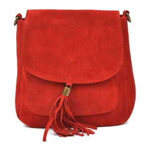 Červená kožená taška cez rameno Anna Luchini