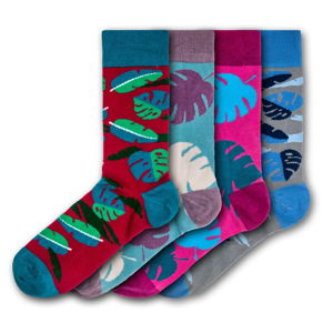 Sada 4 párov farebných ponožiek Funky Steps Exotic Leafes, veľkosť 35 - 39 a 41 - 45