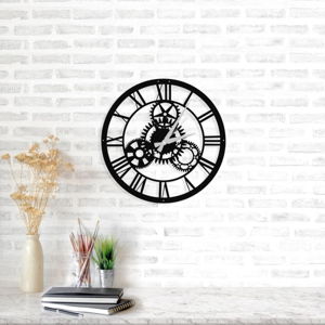 Čierne nástenné hodiny Davin Clock, ⌀ 48 cm