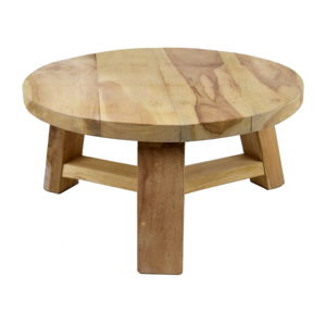 Nízká stolička z prírodného teakového dreva, ⌀ 40 cm