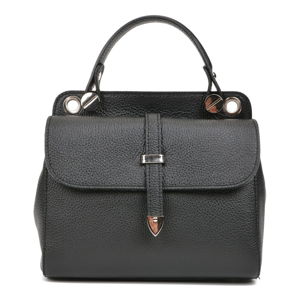Čierna kožená kabelka s 2 vreckami Carla Ferreri