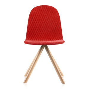 Červená stolička s prírodnými nohami IKER Mannequin Stripe