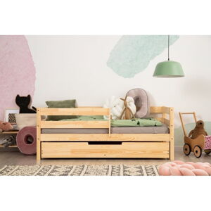 Detská posteľ z borovicového dreva s úložným priestorom 80x140 cm v prírodnej farbe Mila CPD – Adeko