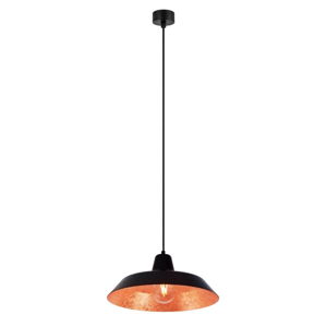 Čierne závesné svietidlo s vnútrom v medenej farbe Bulb Attack Cinco, ∅ 35 cm