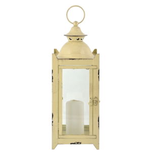 Žltý kovový lampáš Esschert Design Romantik, výška 39 cm