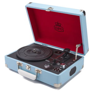 Svetlomodrý gramofón s rádiom GPO Attache Blue