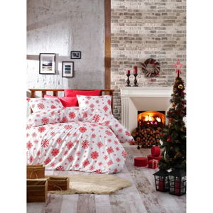 Vianočné bavlnené obliečky na dvojlôžko s plachtou Nazenin Home Rina, 200 × 220 cm