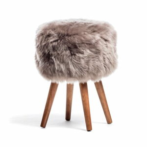 Stolička s hnedým sedadlom z ovčej kožušiny Royal Dream, ⌀ 30 cm