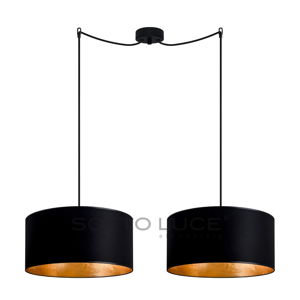 Čierne dvojramenné závesné svietidlo s detailmi v zlatej farbe Sotto Luce Mika