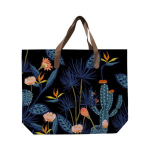 Čierna plátená taška s potlačou Surdic Cactus