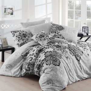 Sivé obliečky a plachta na dvojlôžko Nazenin Home Luxury Grey, 200 × 220 cm