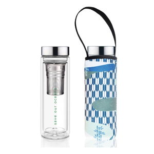 Cestovná sklenená termofľaša s dvojitou stenou v obale BBBYO Green Tea, 500 ml