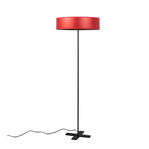 Červená voľne stojacia lampa s tienidlom z prírodnej dyhy Bulb Attack Ocho