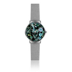 Dámske hodinky s remienkom z antikoro ocele v striebornej farbe Emily Westwood Garden