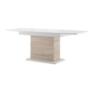 Rozkladací jedálenský stôl v dekore svetlého dubového dreva s bielou doskou Szynaka Meble Star 3