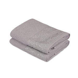 Sada 2 sivých uterákov z čistej bavlny, 50 x 90 cm