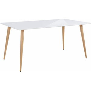 Lesklý biely jedálenský stôl Støraa Canton , 90 × 160 cm