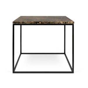 Hnedý mramorový konferenčný stolík s čiernymi nohami TemaHome Gleam, 50 cm
