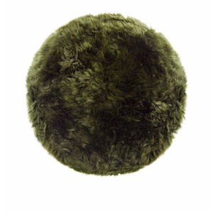 Tmavozelený koberec z ovčej kožušiny Royal Dream Zealand, ⌀ 70 cm