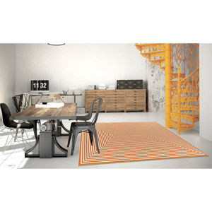 Oranžový vysokoodolný koberec vhodný do exteriéru Floorita Braid, 200 × 285 cm