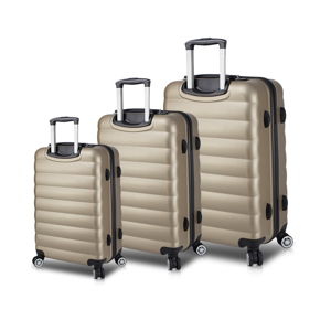 Sada 3 cestovných kufrov na kolieskach s USB porty v zlatej farbe My Valice RESSO Travel Set