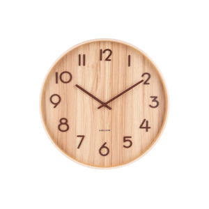 Svetlohnedé nástenné hodiny z lipového dreva Karlsson Pure Medium, ø 40 cm