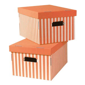 Sada 2 oranžových úložných škatúľ Compactor Stripes