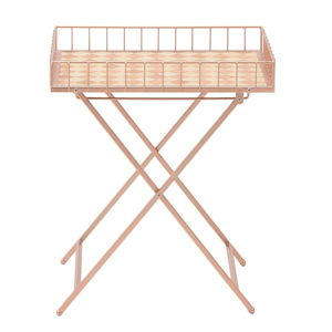 Kovový stolík s drevenou doskou InArt Noble, výška 50 cm