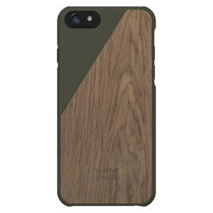 Tmavozelený obal na mobilný telefón s dreveným detailom pre iPhone 6 a 6S Plus Native Union Clic Wooden