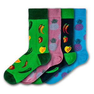 Sada 4 párov farebných ponožiek Funky Steps Exotic Fruits, veľkosť 35 - 39 a 41 - 45