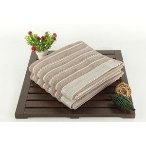 Sada dvoch uterákov s pruhovaným vzorom v sivej a krémovej farbe Nature Touch, 90 × 50 cm