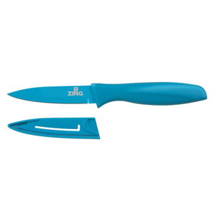 Modrý nôž s krytom Premier Housowares Zing, 8,9 cm