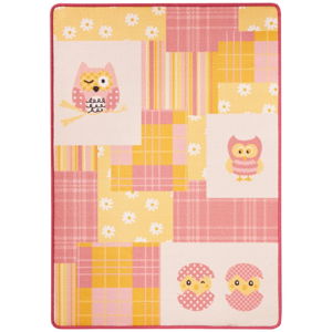 Detský ružovo-žltý koberec Zala Living Owl, 100 × 140 cm