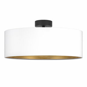Biele stropné svietidlo s detailom v zlatej farbe Bulb Attack Tres XL, ⌀ 45 cm