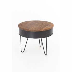 Konferenčný stolík s doskou zo zinku a teakového dreva WOOX LIVING, ⌀ 60 cm