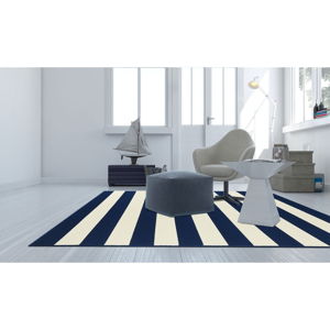 Modro-biely vonkajší koberec Floorita Stripes, 133 × 190 cm