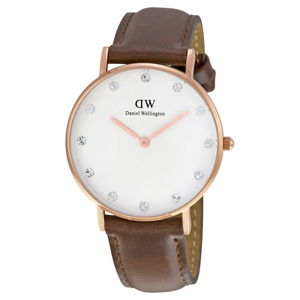 Dámske hodinky s koženým remienkom a ciferníkom ružovozlatej farby Daniel Wellington St Mawes Rose, ⌀ 34 mm