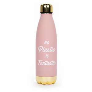 Ružová antikoro fľaša s detailmi v zlatej farbe Tri-Coastal Design, 500 ml
