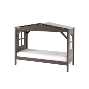 Sivá detská posteľ Vipack Pino Cabin, 90 × 200 cm