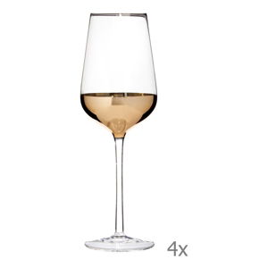 Sada 4 pohárov na víno s detailmi v zlatej farbe Premier Housewares Horizon