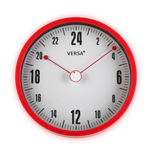 Červené guľaté nástenné hodiny Versa Grand, ø 30 cm