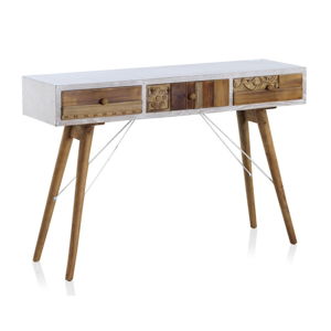 Konzolový stôl s bielymi detailmi a troma zásuvkami Geese Rustico Puro