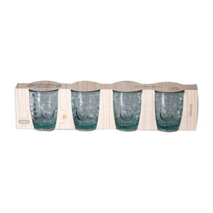 Sada 4 pohárov z recyklovaného skla Esschert Design Mediterraneo, 400 ml