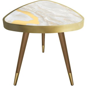Príručný stolík Maresso Golden Marble Triangle, 45 × 45 cm