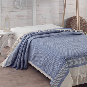Prikrývka na posteľ Hasir Blue, 200 x 230 cm