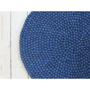 Modrý guľôčkový vlnený koberec Wooldot Ball rugs, ⌀ 140 cm