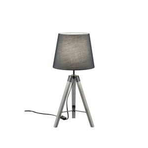 Sivá stolová lampa z prírodného dreva a tkaniny Trio Tripod, výška 57,5 cm