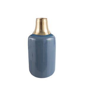 Modrá váza s detailom v zlatej farbe PT LIVING Shine, výška 33 cm