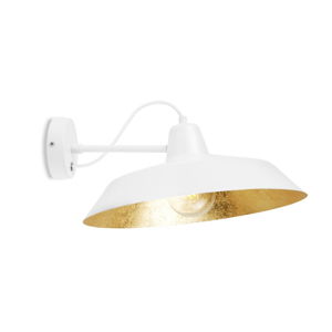 Biele nástenné svietidlo s detailom v zlatej farbe Bulb Attack Cinco Basic