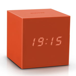 Oranžový LED budík Gingko Gravitry Cube